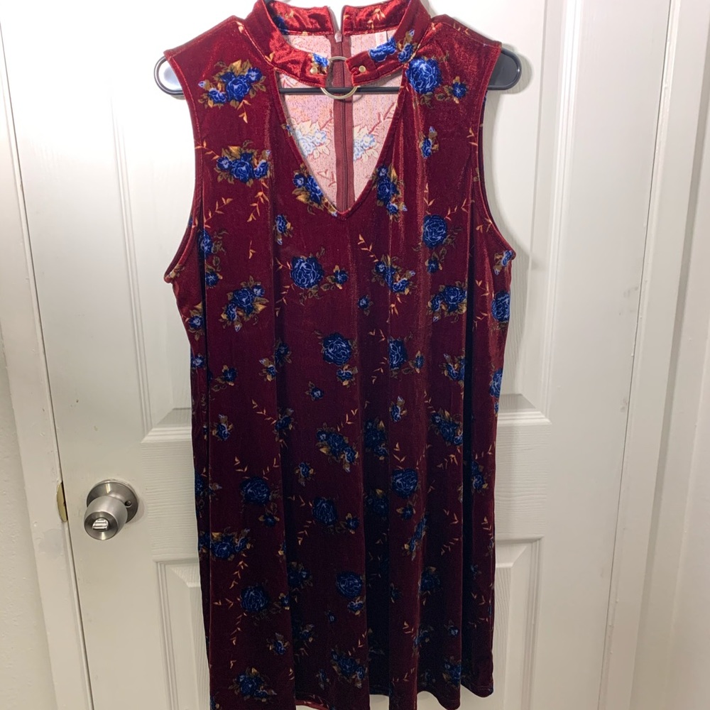 XHILARATION Velvet floral sleeveless dress SIZE XL